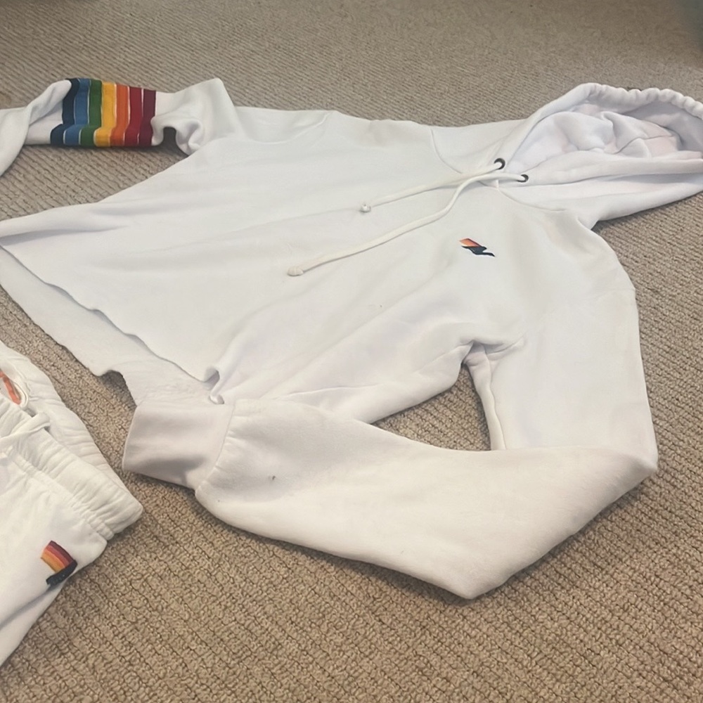aviator nation cropped sweatshirt and matching sweatpants size xs